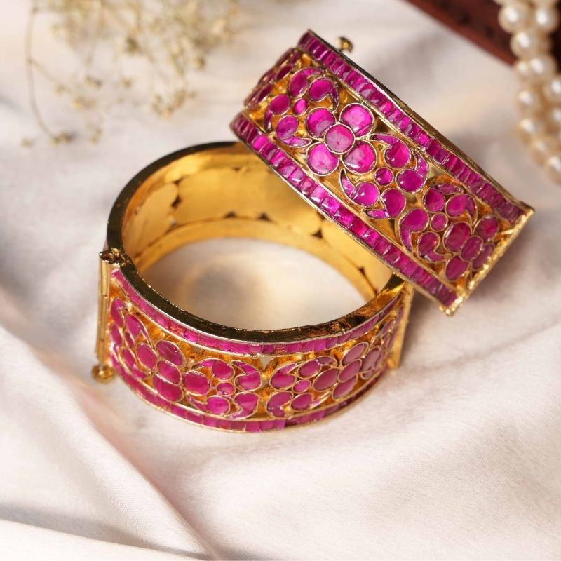 Rani Pink Jadtar Embellisehd Bangle