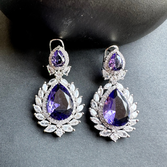 Cubic Zirconia | American Diamond Doublet Stone Dangler Earrings