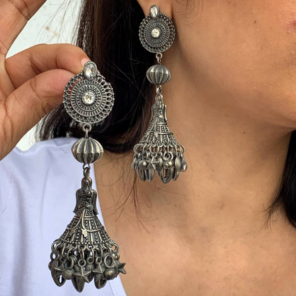 Oxidised Jhumka Earrings