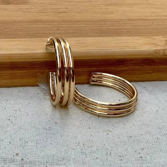Womenβs Gold Tone Handcrafted Hoop Earrings
