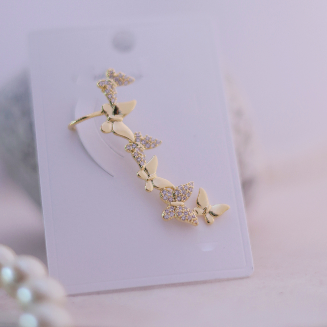 Gold Plated Cascading Butterfly Ear Cuff