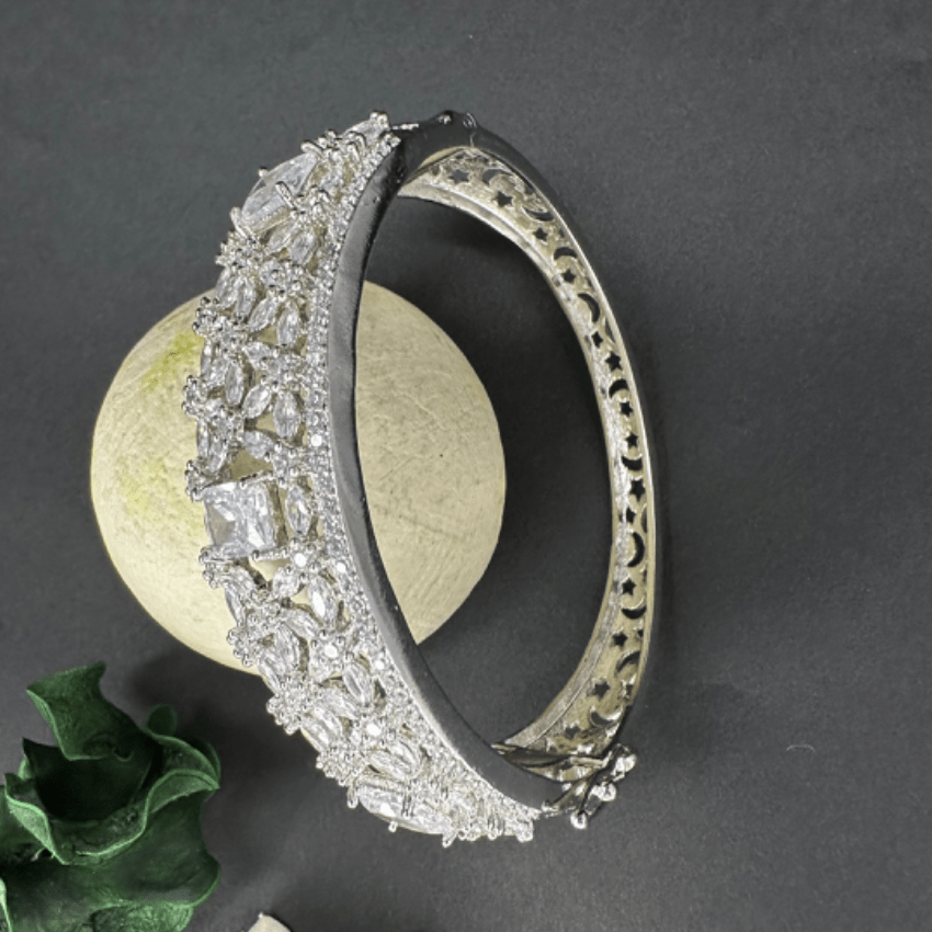 White CZ Stones Studded Silver Plated Women’s Bracelet