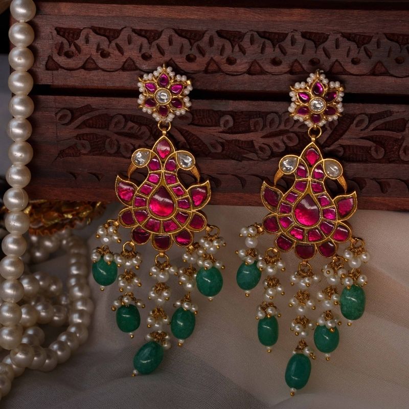 Morni Ruby Kundan Embellished Earrings