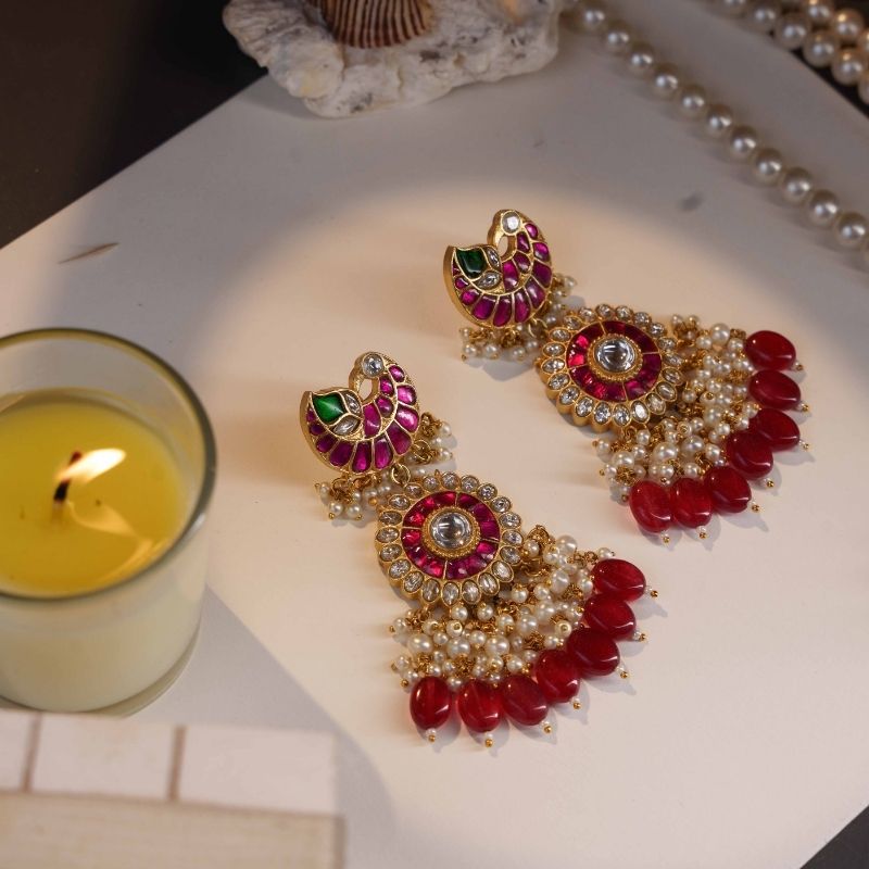 Mor Multicoloured Jadtar Earrings