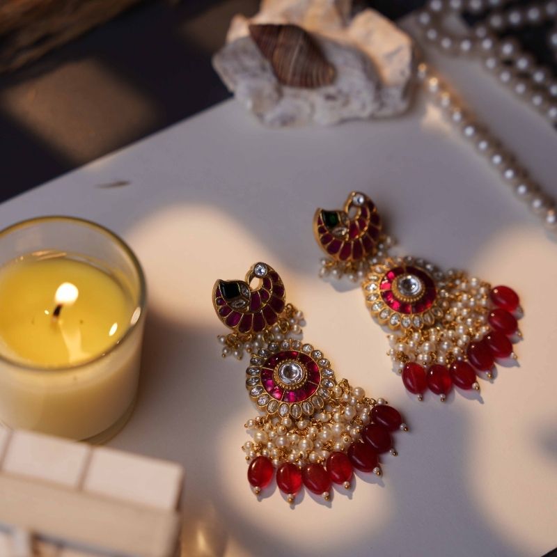 Mor Multicoloured Jadtar Earrings