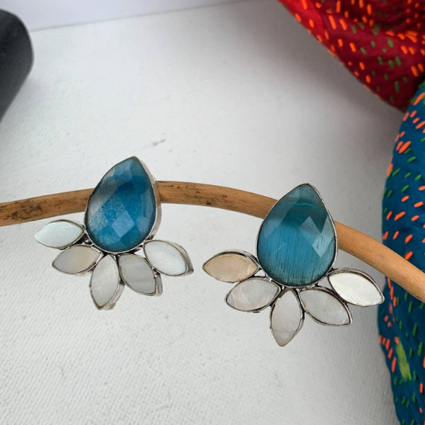 Turquoise Blue Oxidised Studs