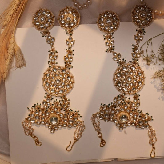 Laila White Jadtar Embellished Pearl Haath Phool