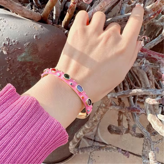 Colourful Metal Enamel Zircon Bracelet
