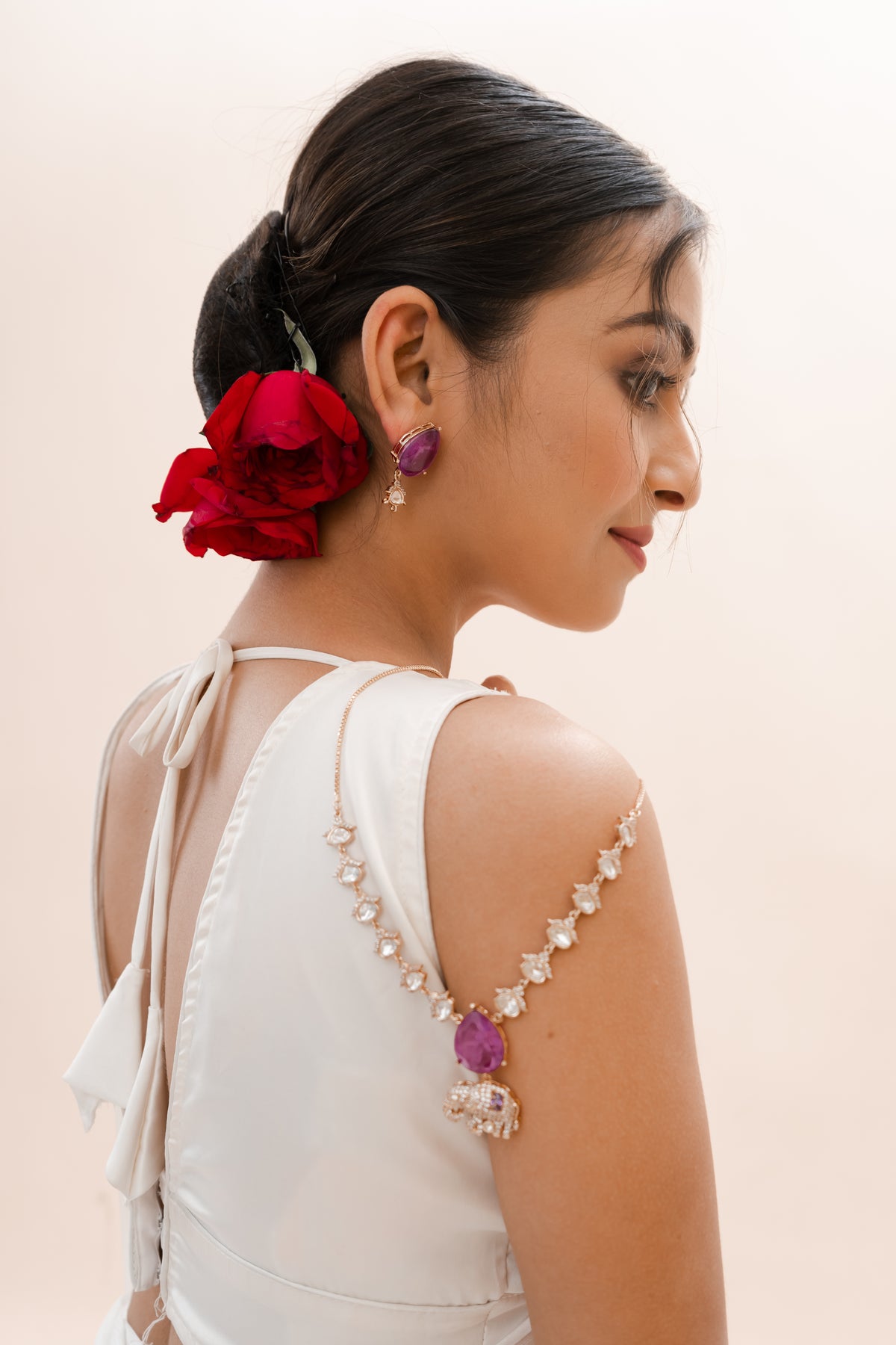 Ridha Purple Elephant Necklace