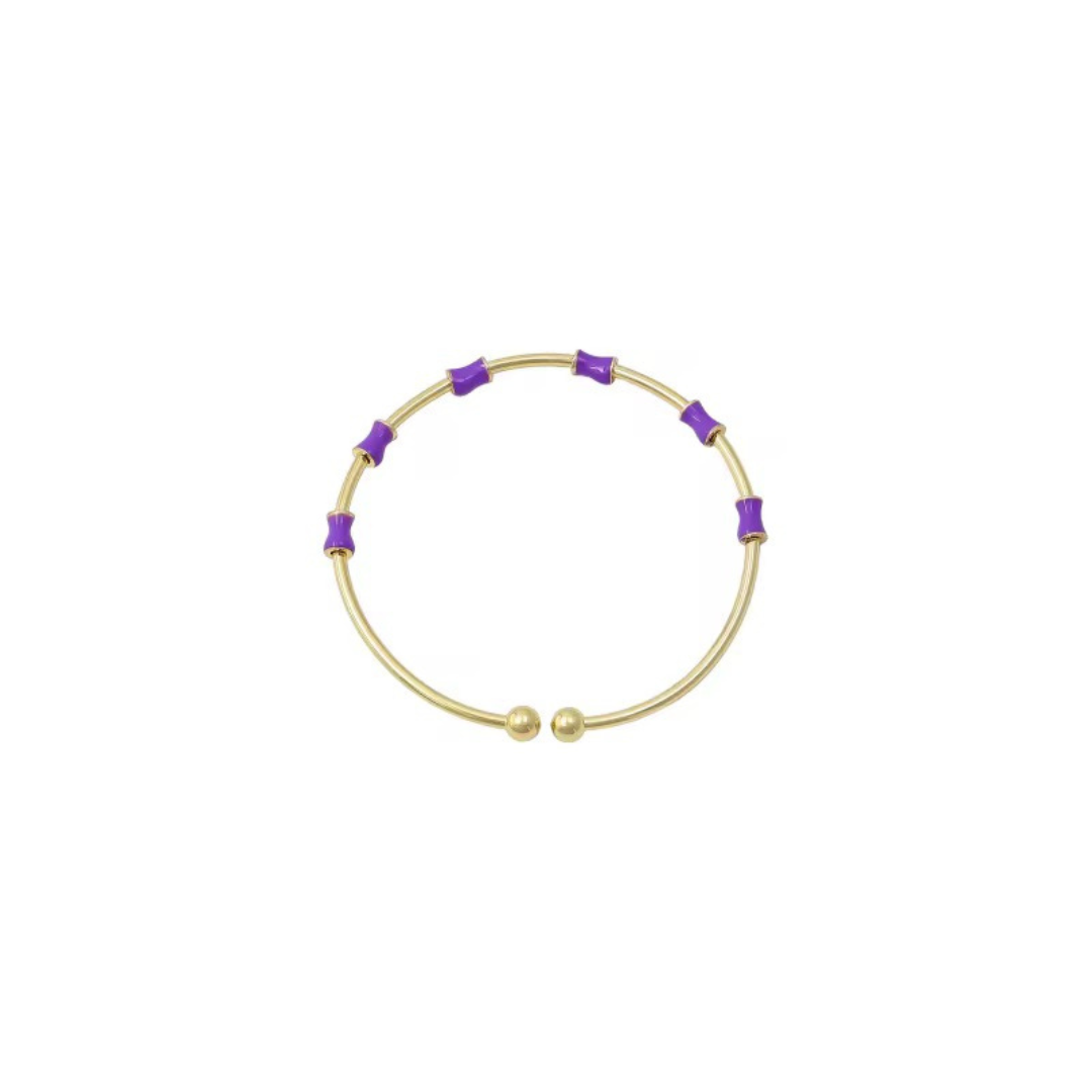 Multicolour Metal Enamel Zircon Bracelet – Trendy Minimal Jewelry for Women