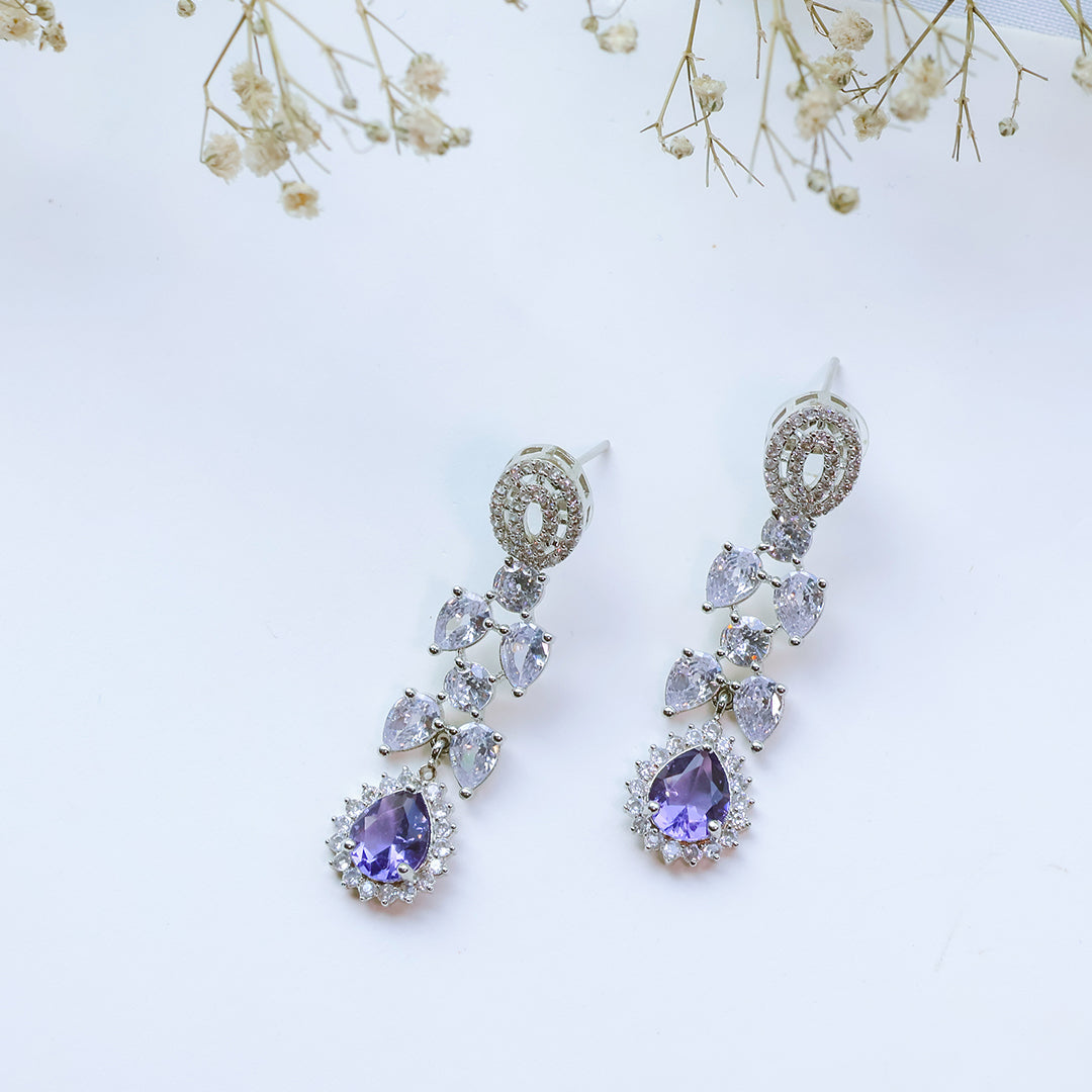 American Diamond Necklace Set with Drop Stones – Bridal & Party Wear Jewellery