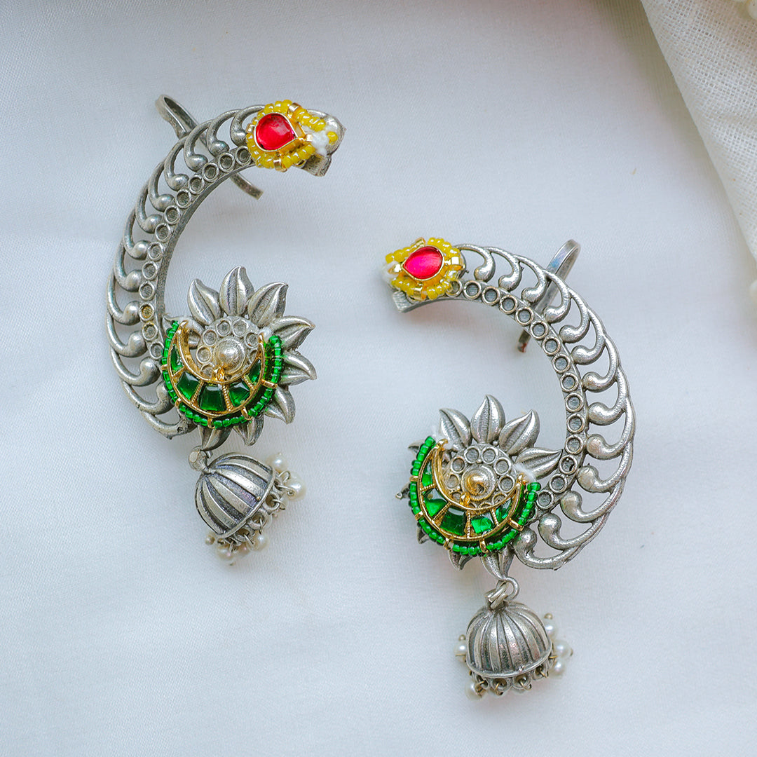 Traditional Oxidized Silver Ear Cuffs