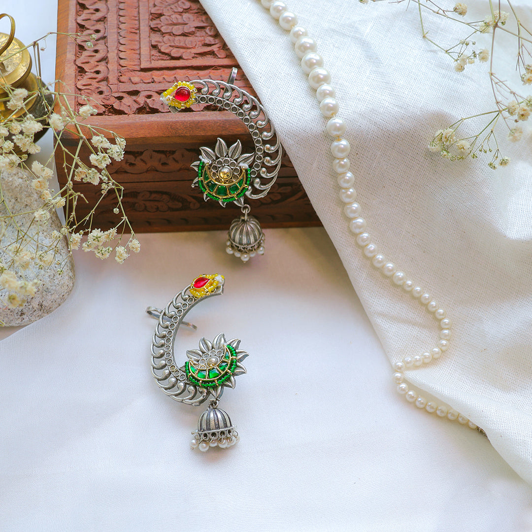 Traditional Oxidized Silver Ear Cuffs