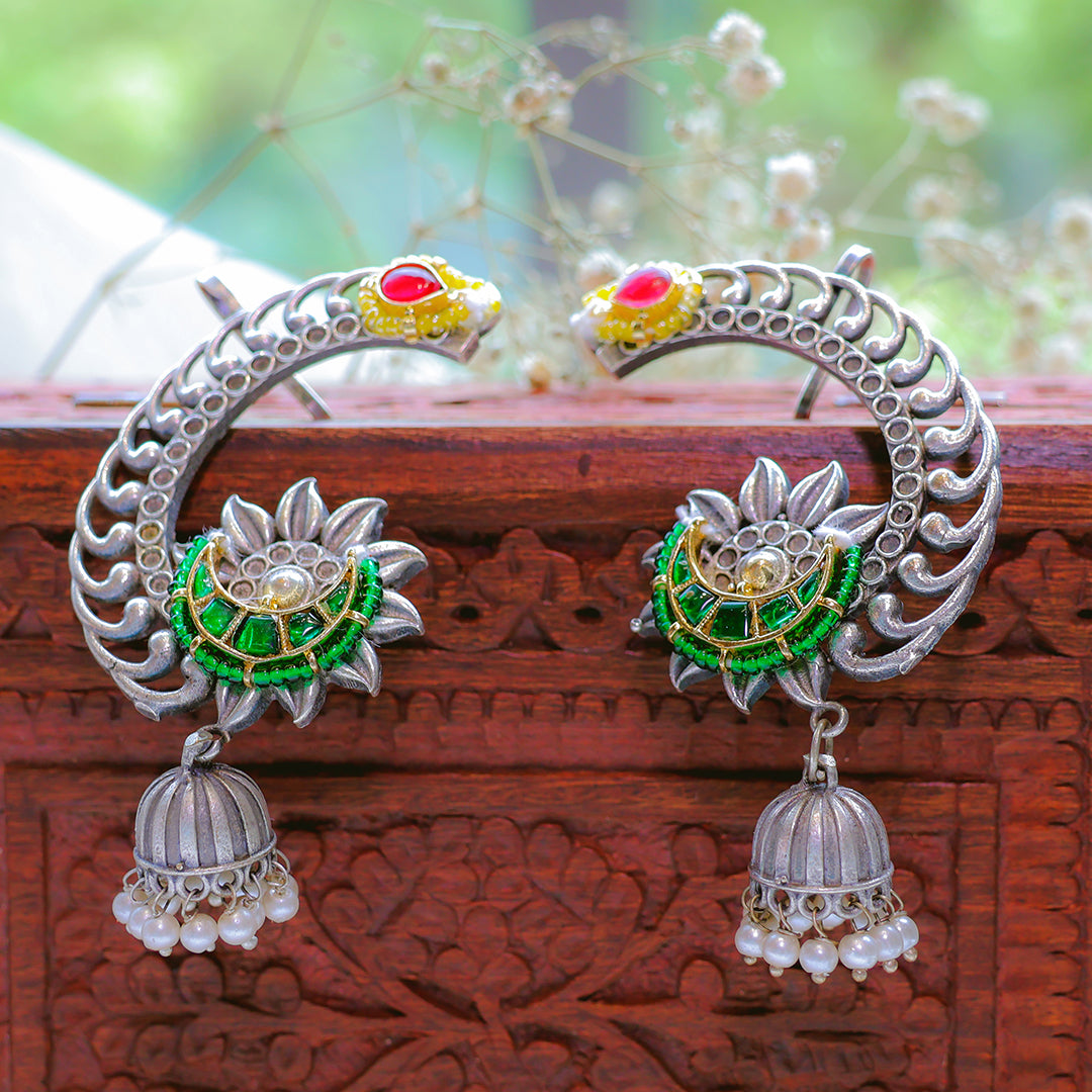 Traditional Oxidized Silver Ear Cuffs