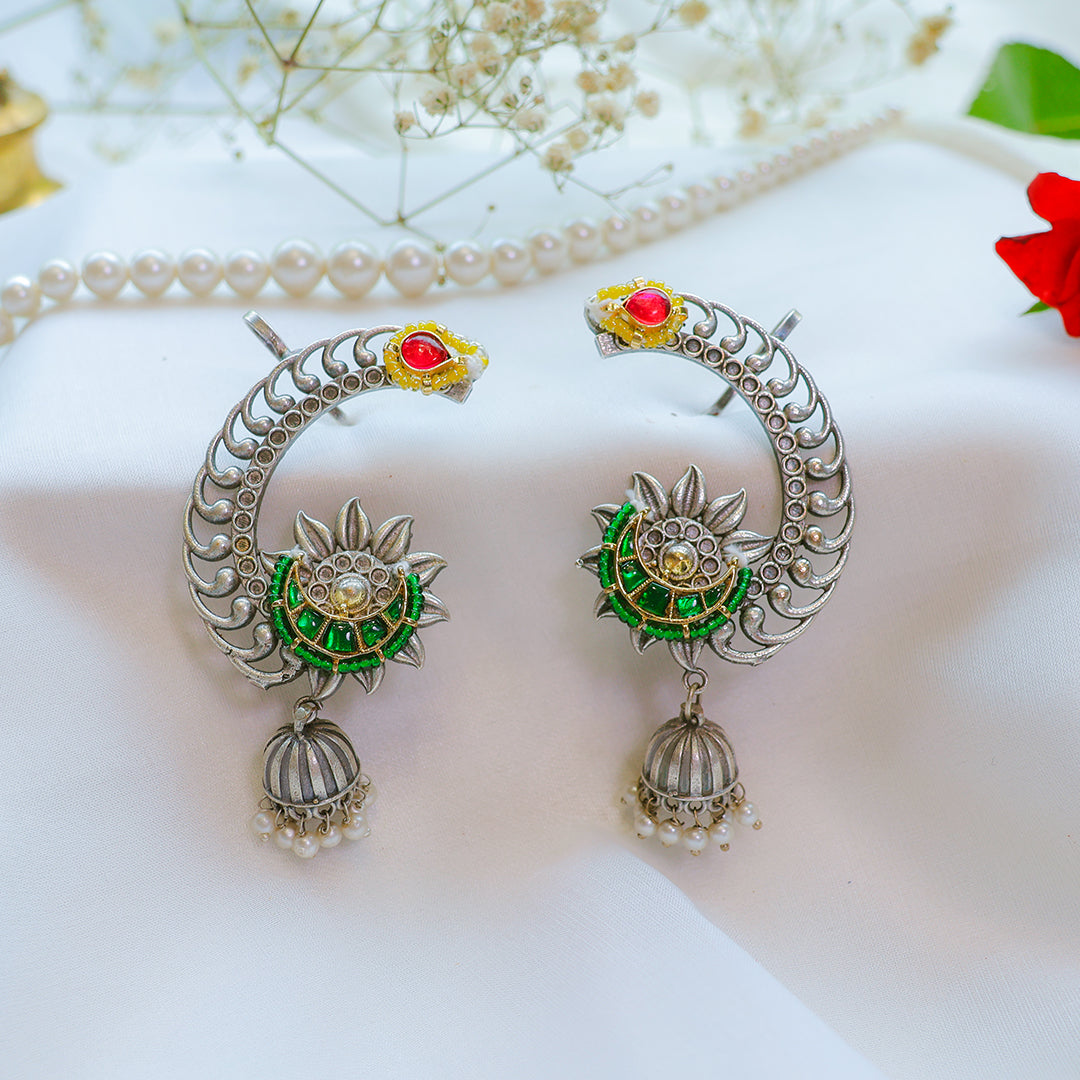 Traditional Oxidized Silver Ear Cuffs