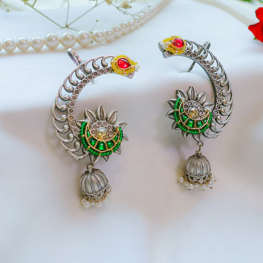 Traditional Oxidized Silver Ear Cuffs