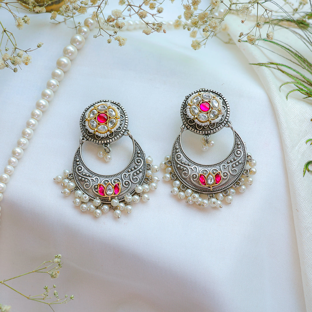 Regal Oxidized Chandbali Earrings