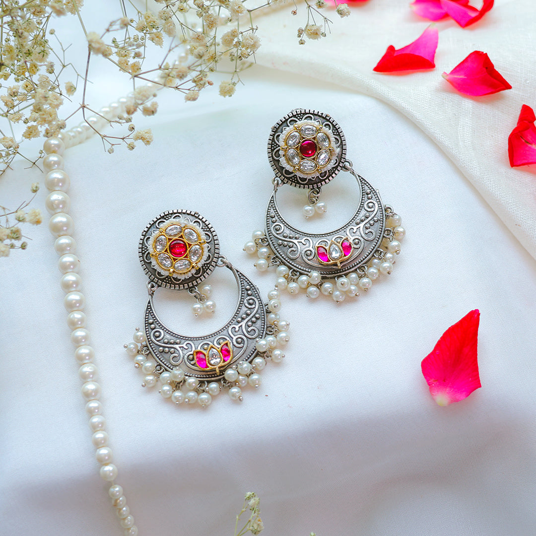 Regal Oxidized Chandbali Earrings
