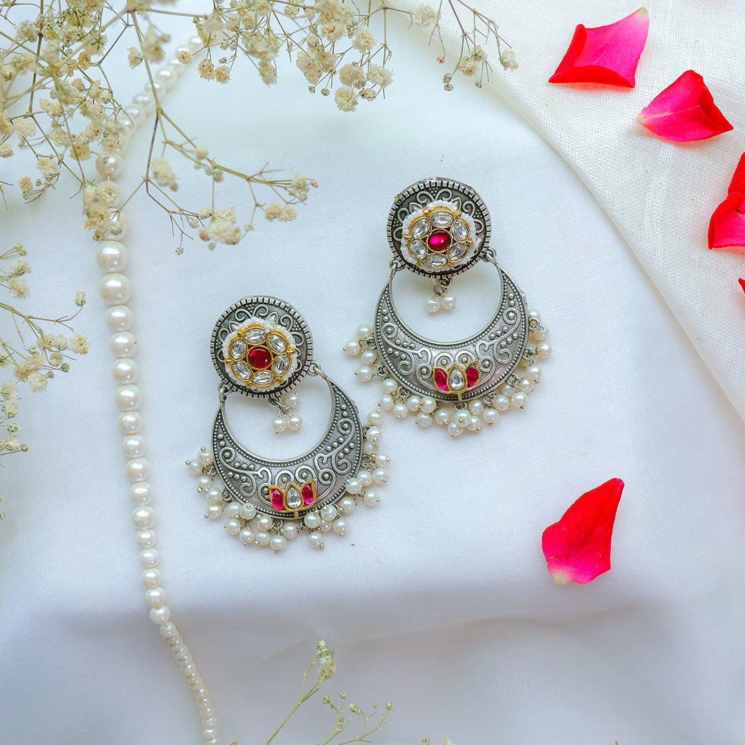 Regal Oxidized Chandbali Earrings