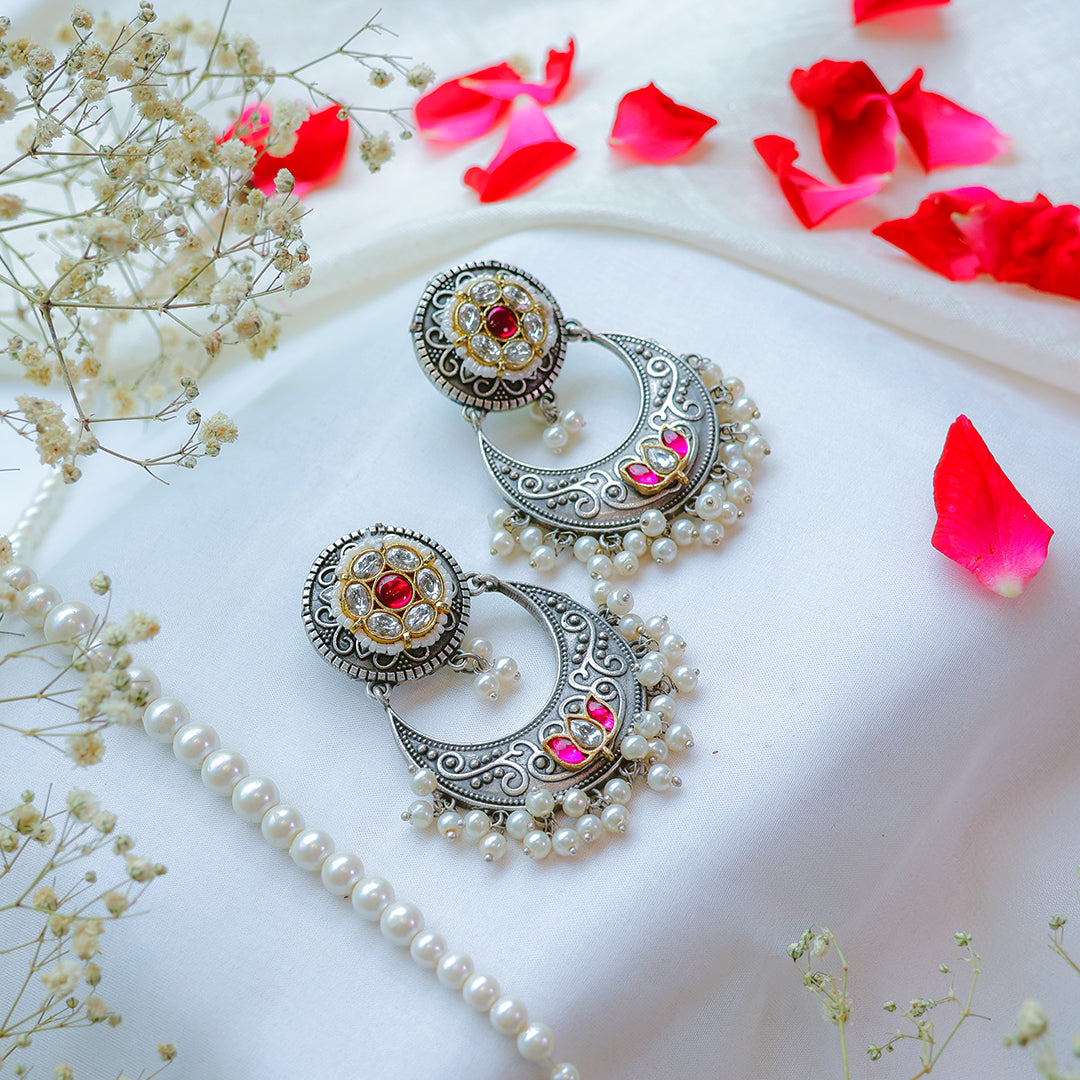Regal Oxidized Chandbali Earrings