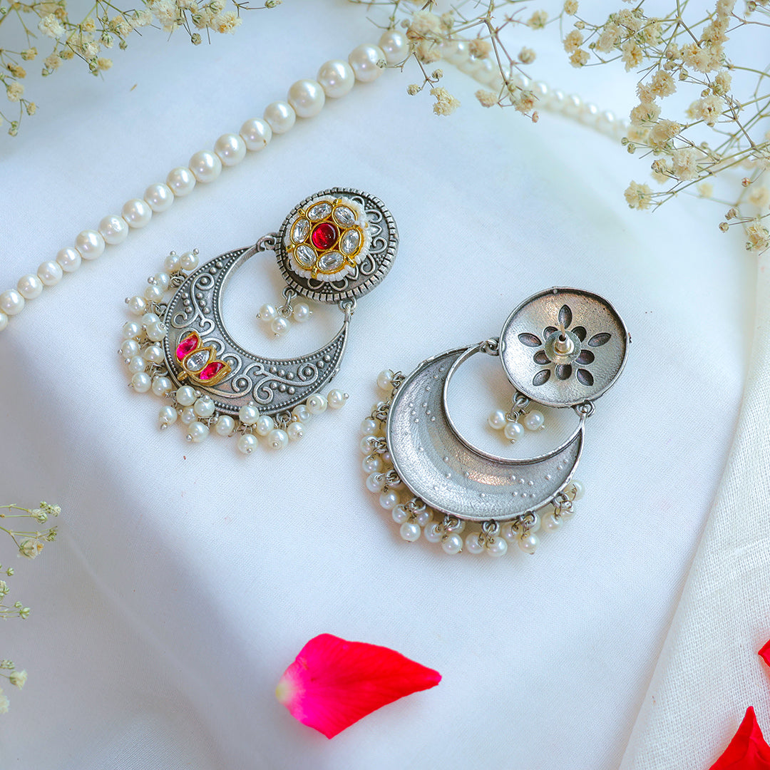 Regal Oxidized Chandbali Earrings