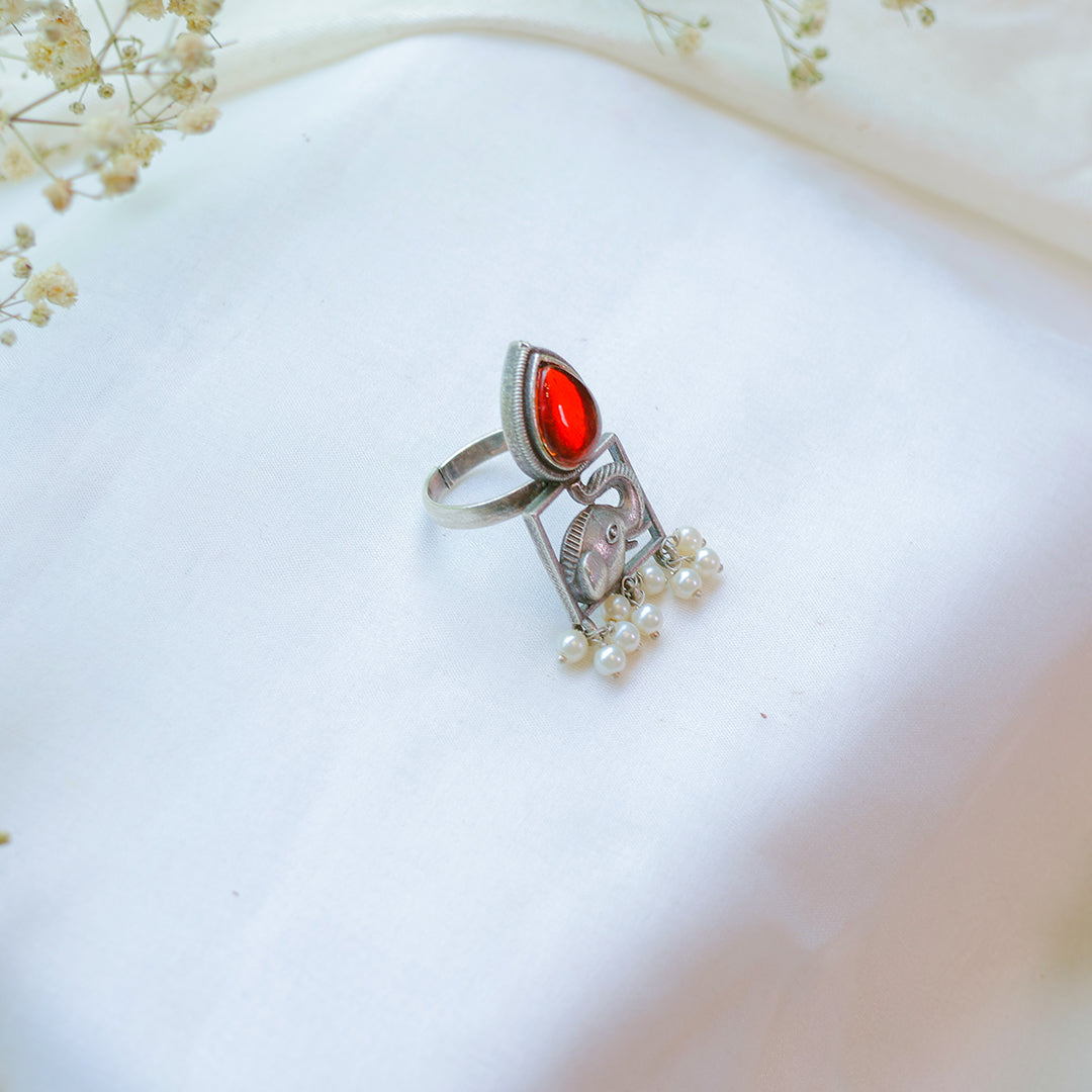 Oxidized Elephant Design Ring