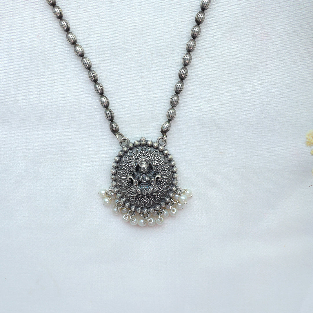 Antique Silver Lakshmi Necklace Set