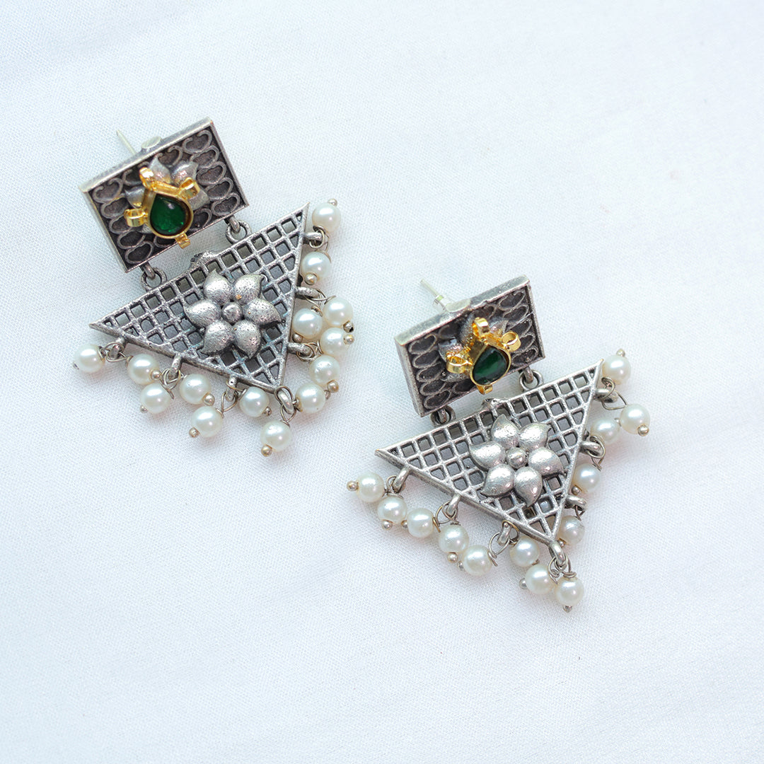 Peacock Motif Oxidized Silver Necklace