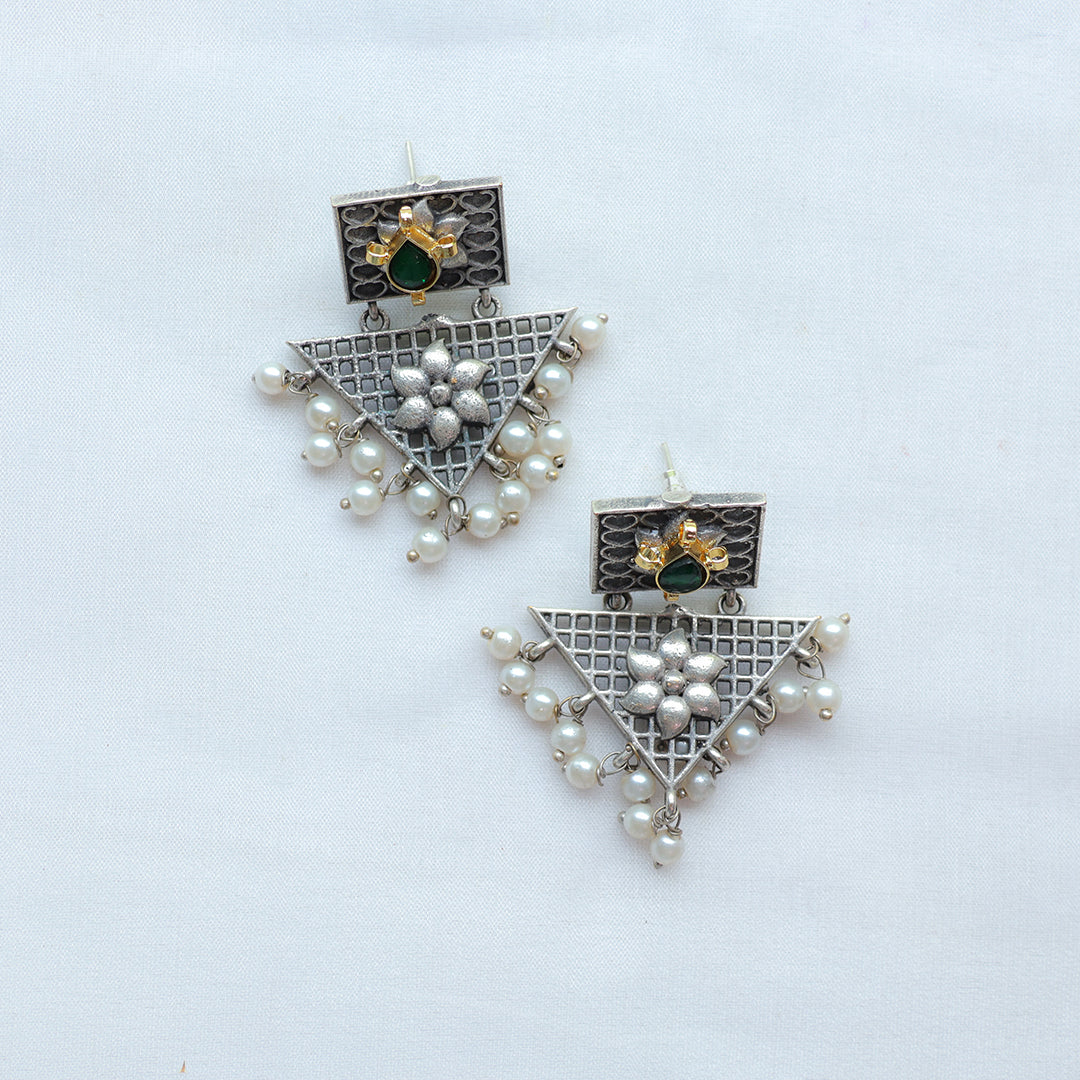 Peacock Motif Oxidized Silver Necklace