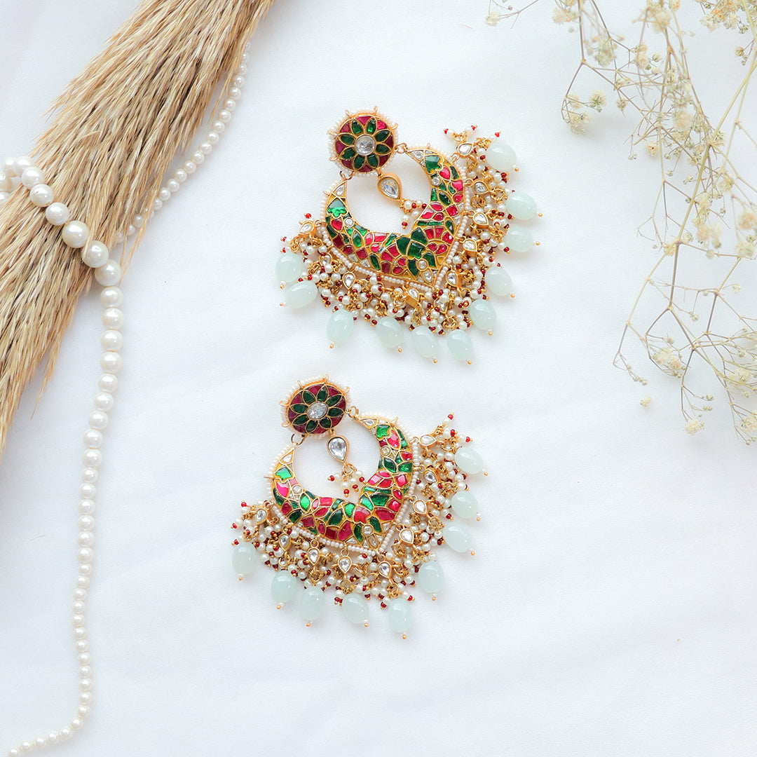 Multicolor Traditional Kundan Chandbali Earrings