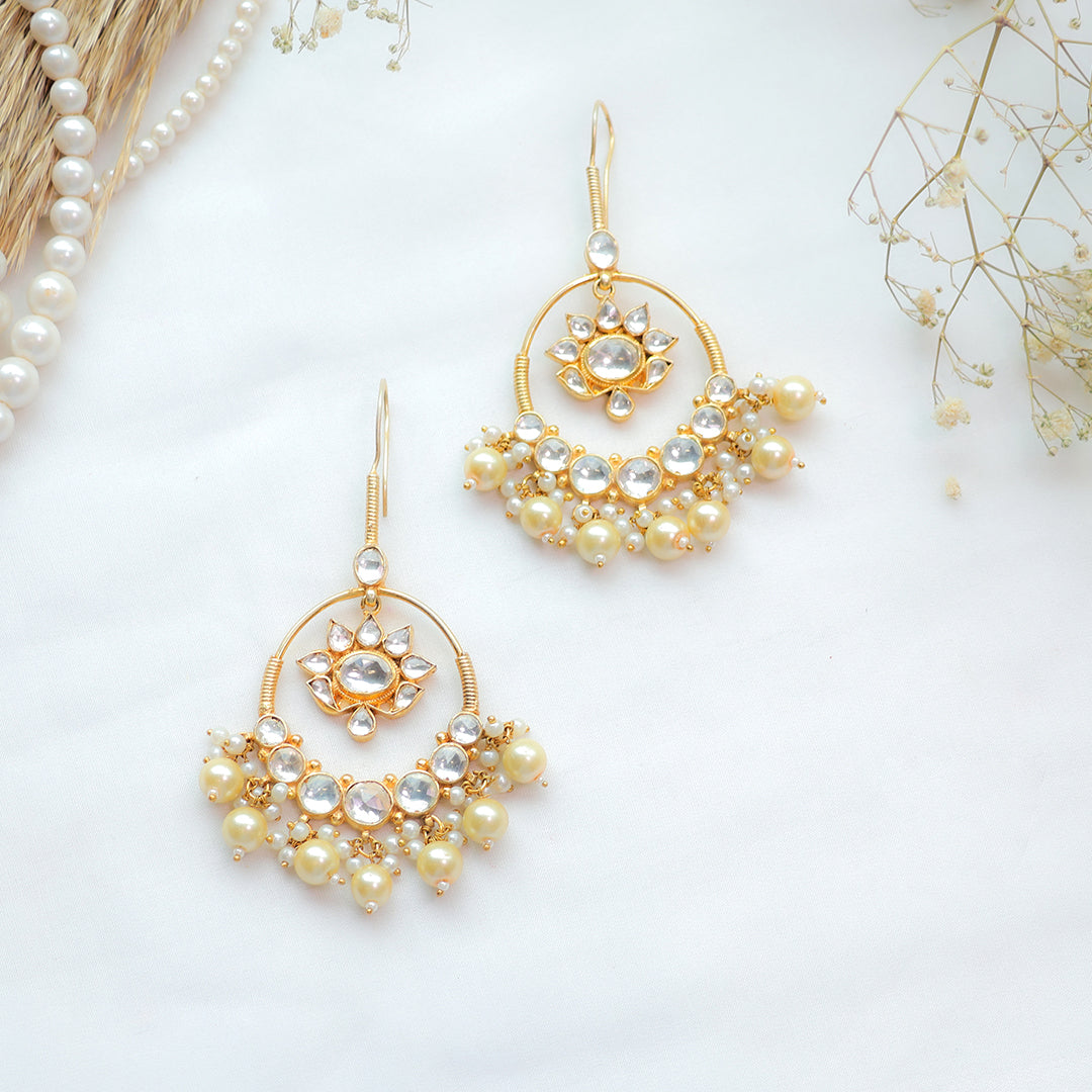 Ornate Pearl and Crystal Chandelier Earrings