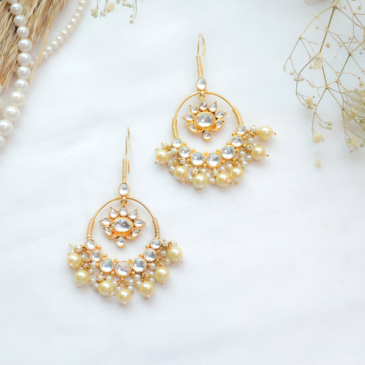Ornate Pearl and Crystal Chandelier Earrings