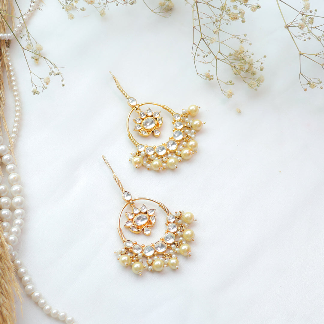 Ornate Pearl and Crystal Chandelier Earrings