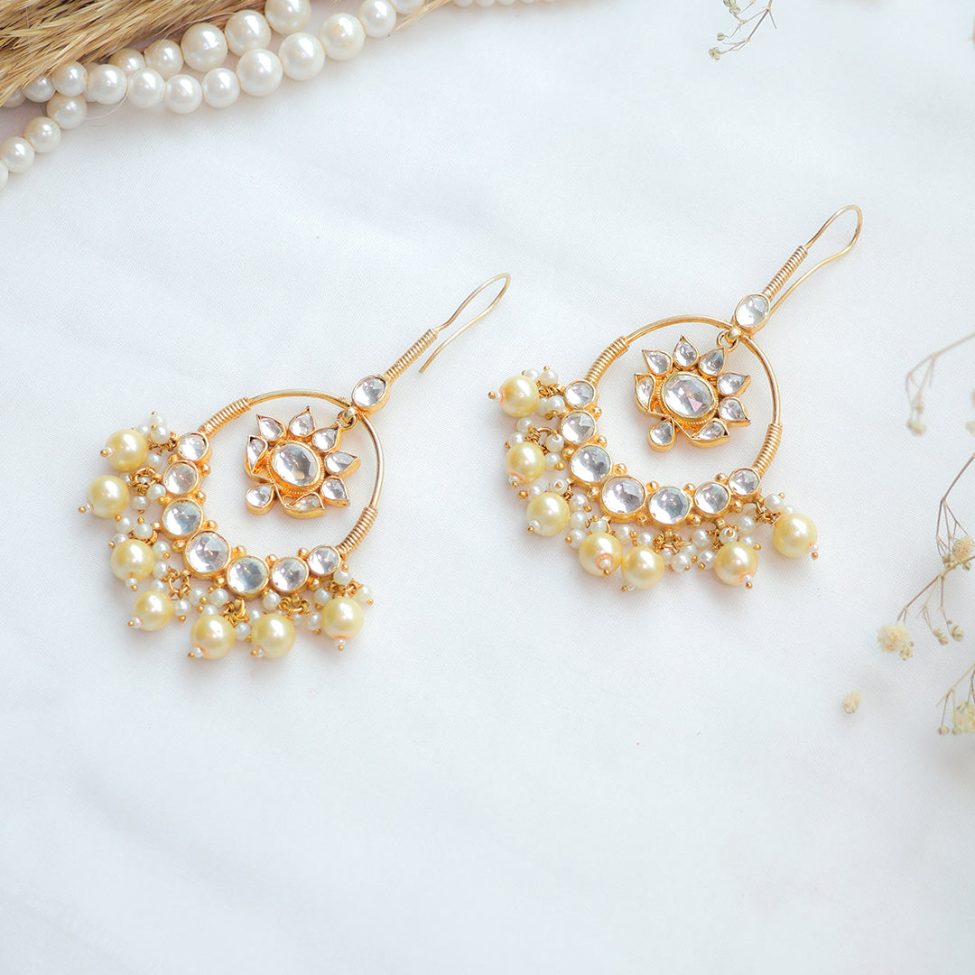 Ornate Pearl and Crystal Chandelier Earrings