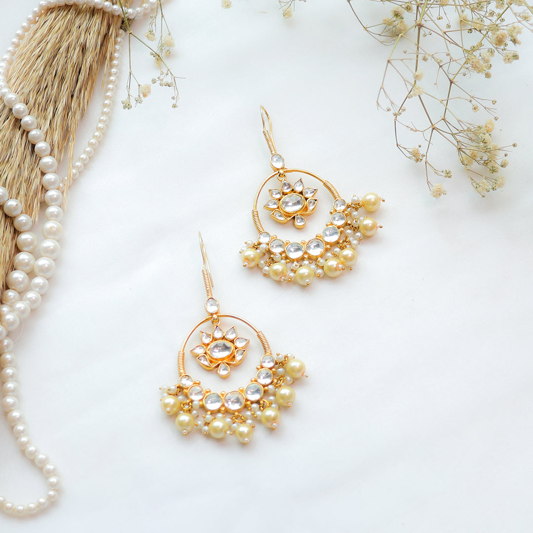 Ornate Pearl and Crystal Chandelier Earrings