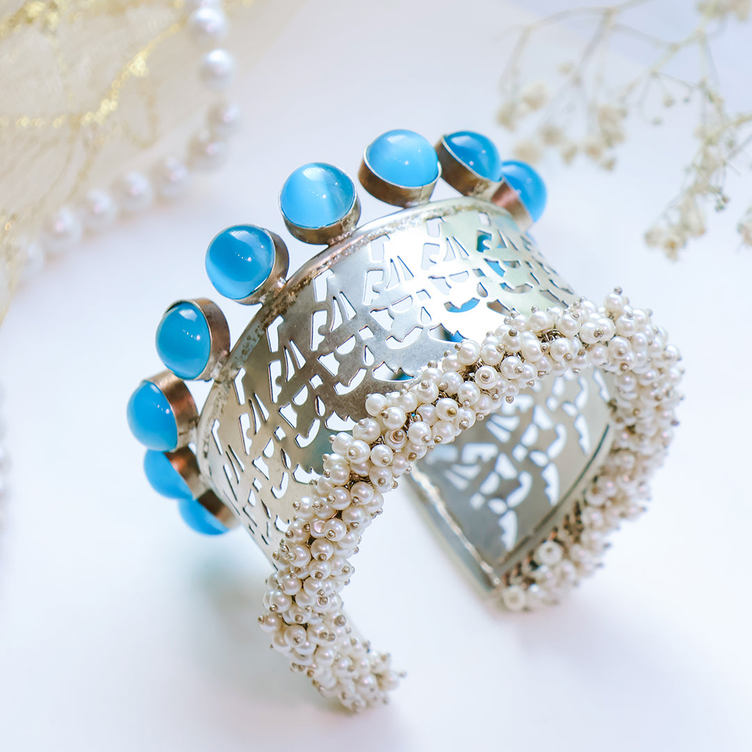 92.5 Handmade Silver Plating Multicolour Kada- Blue