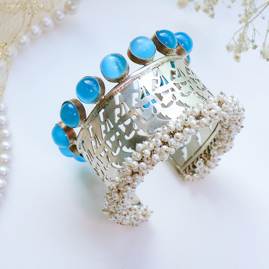 92.5 Handmade Silver Plating Multicolour Kada- Blue