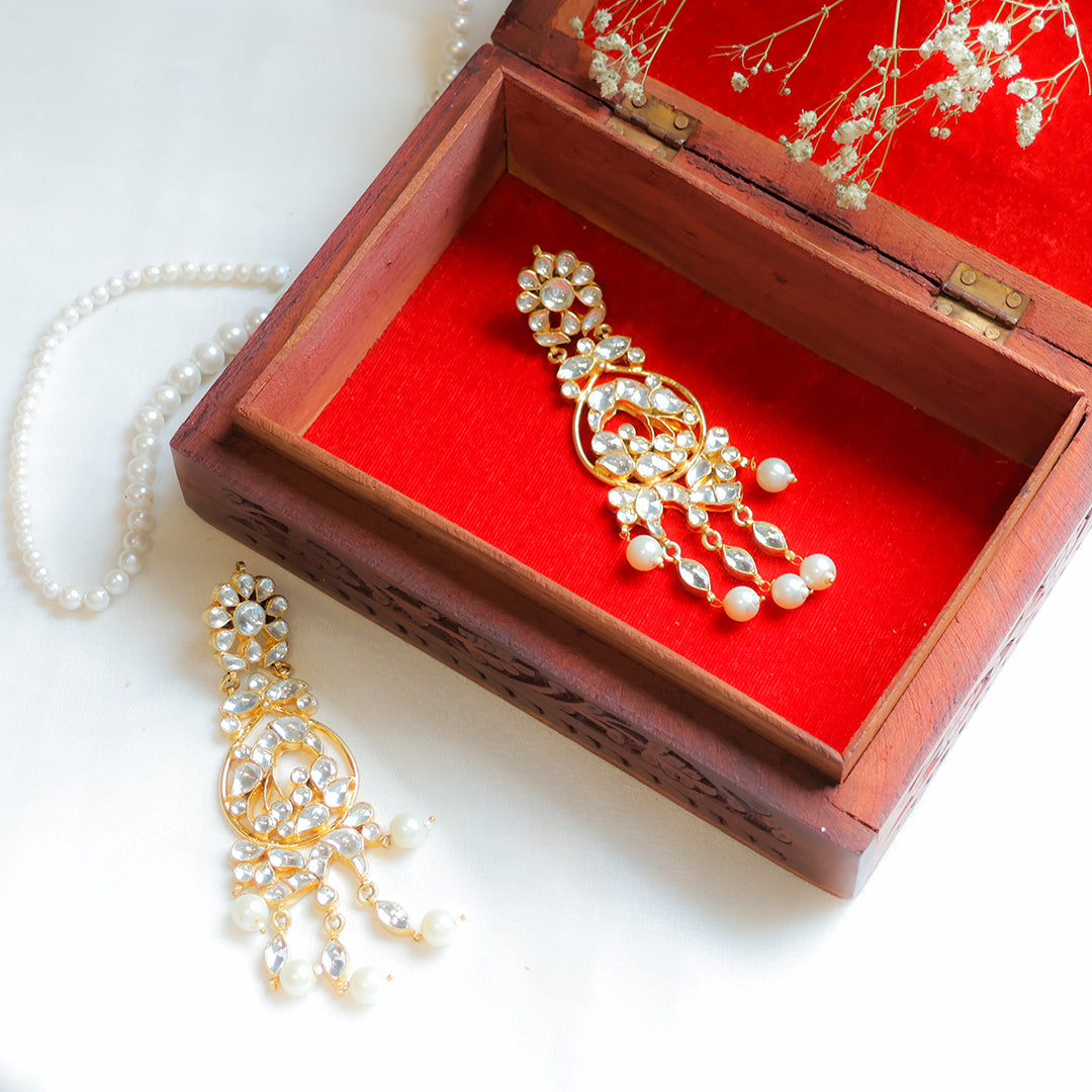 Elegant Kundan Pearl Drop Earrings