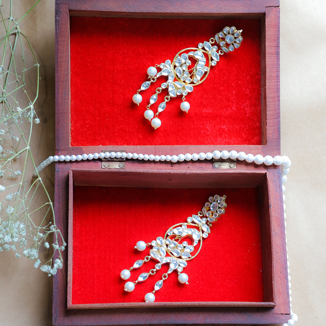 Elegant Kundan Pearl Drop Earrings