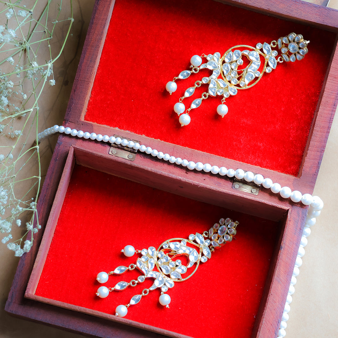 Elegant Kundan Pearl Drop Earrings