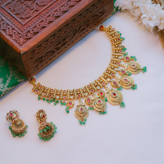 Antique Rajwadi Necklace Set | Traditional Indian Jewelry