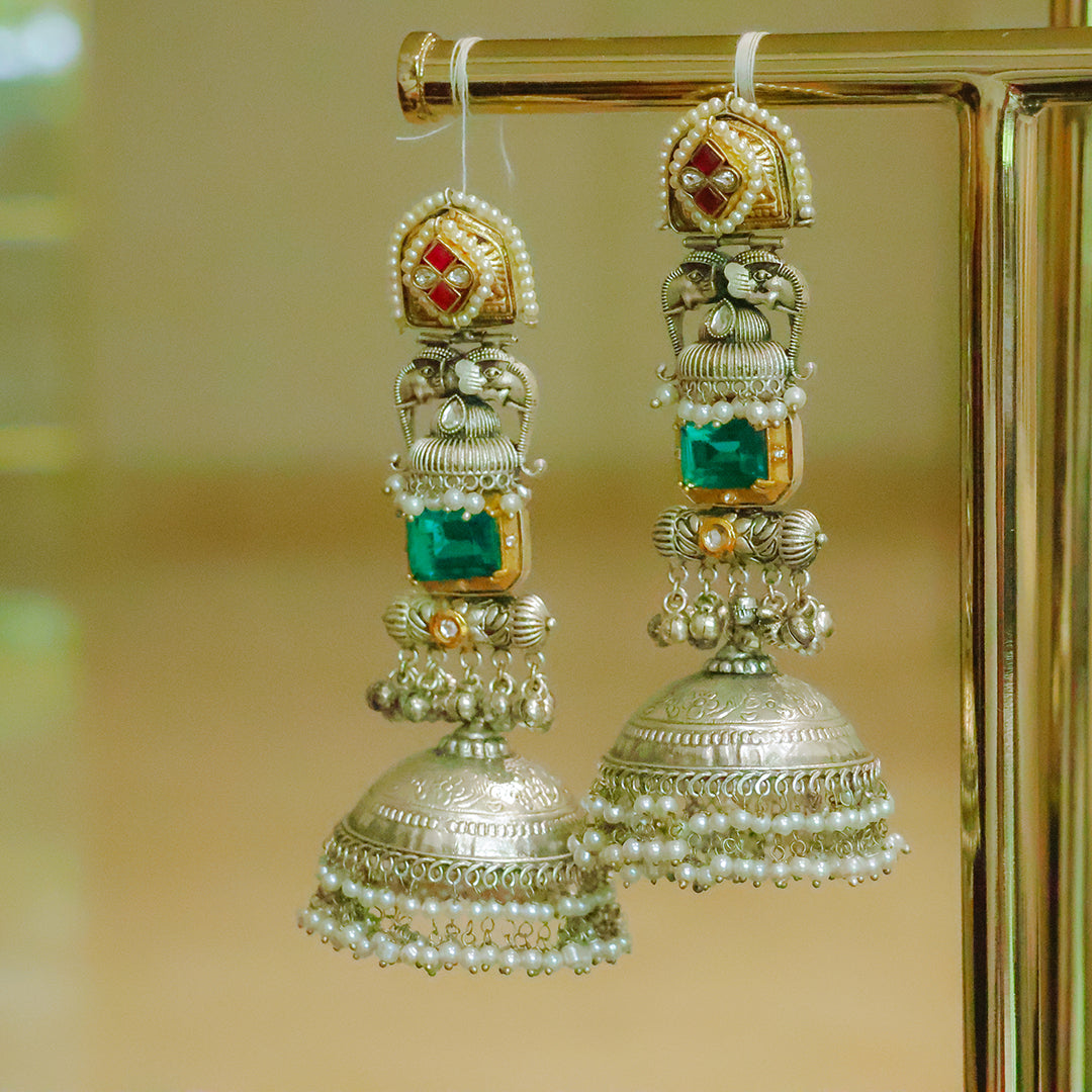Exquisite Silver Plated Jhumka Earrings