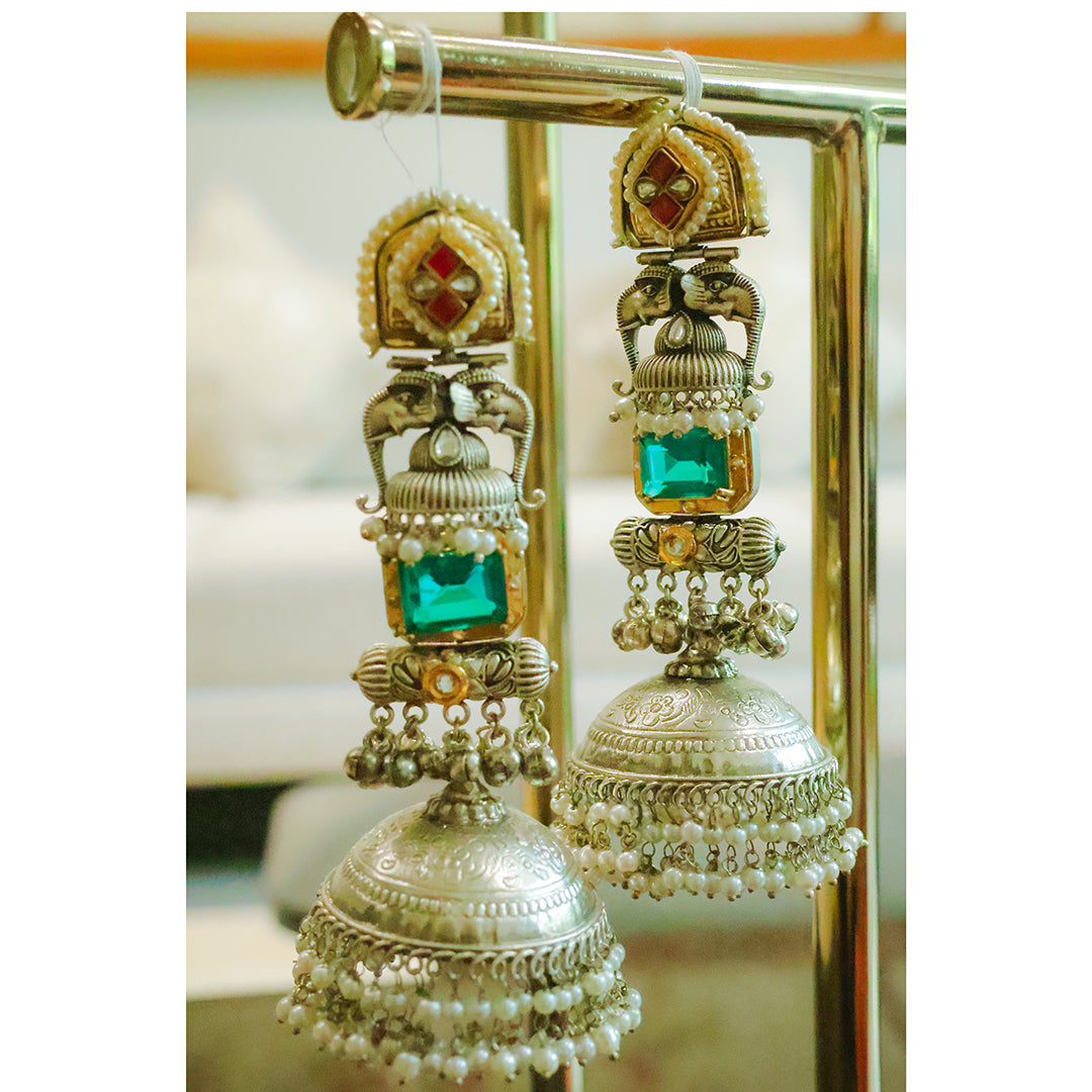 Exquisite Silver Plated Jhumka Earrings