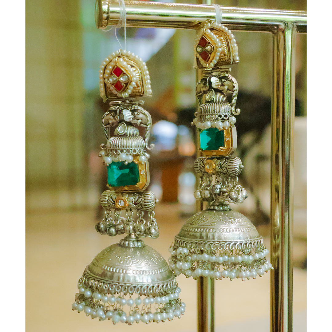 Exquisite Silver Plated Jhumka Earrings