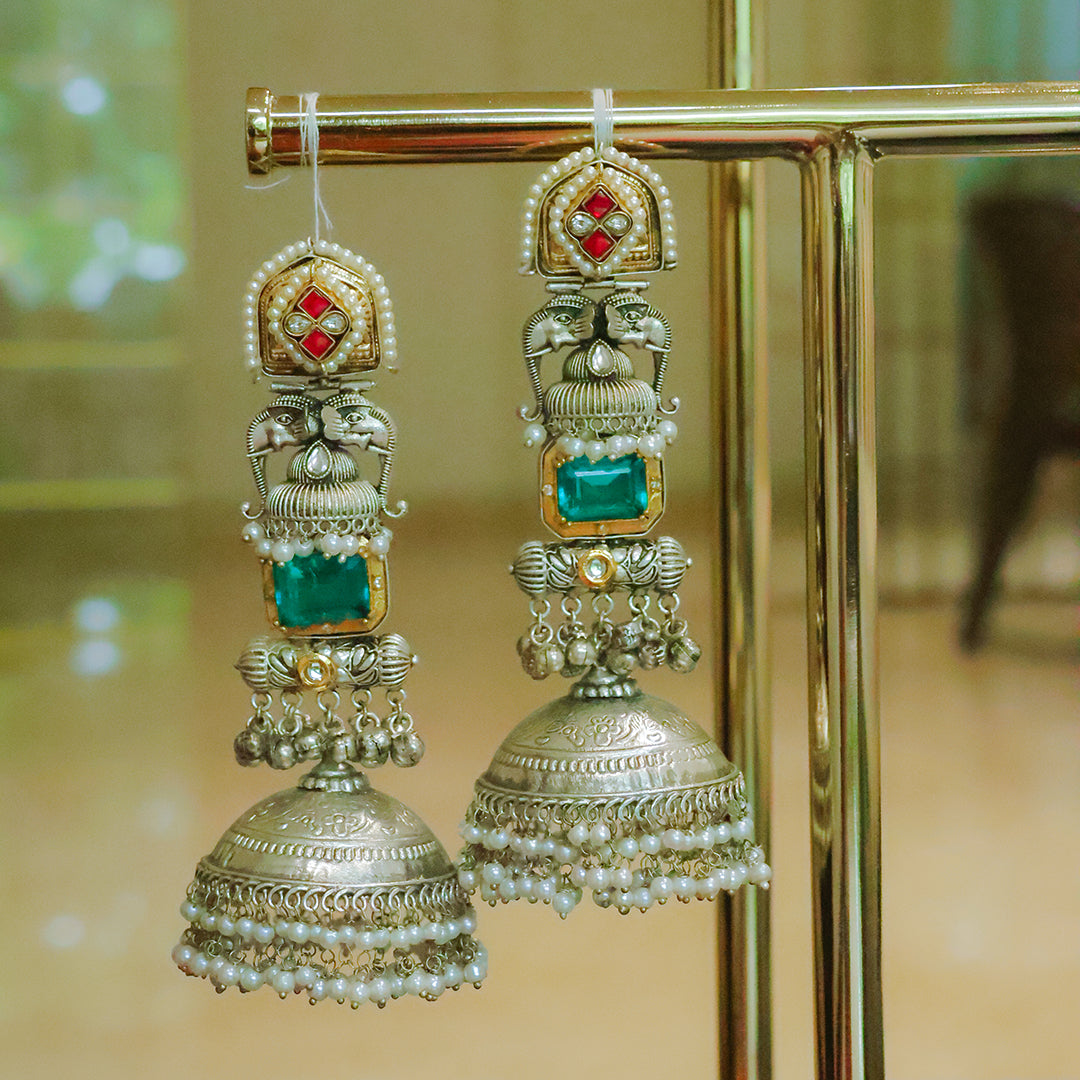 Exquisite Silver Plated Jhumka Earrings