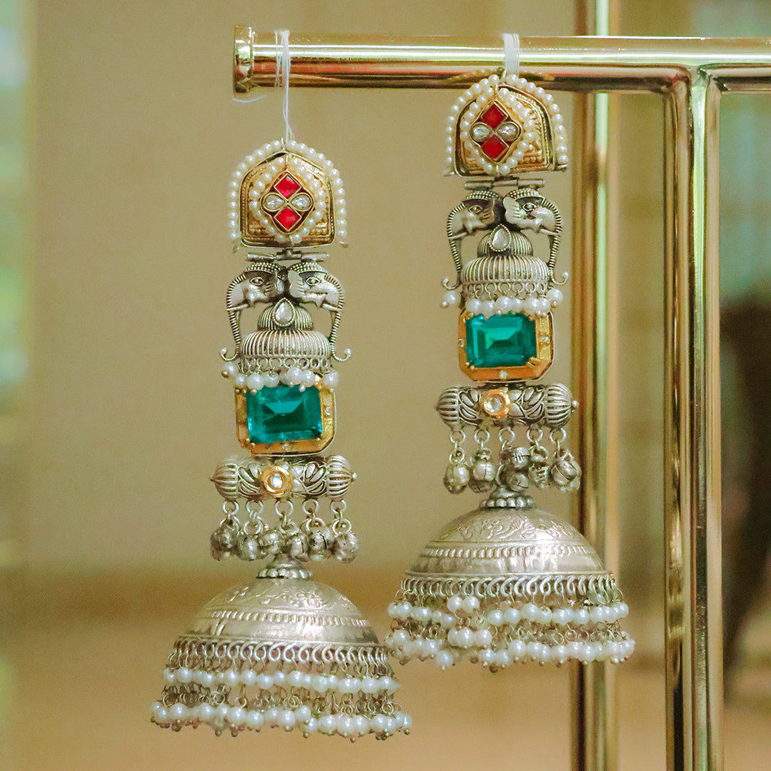 Exquisite Silver Plated Jhumka Earrings