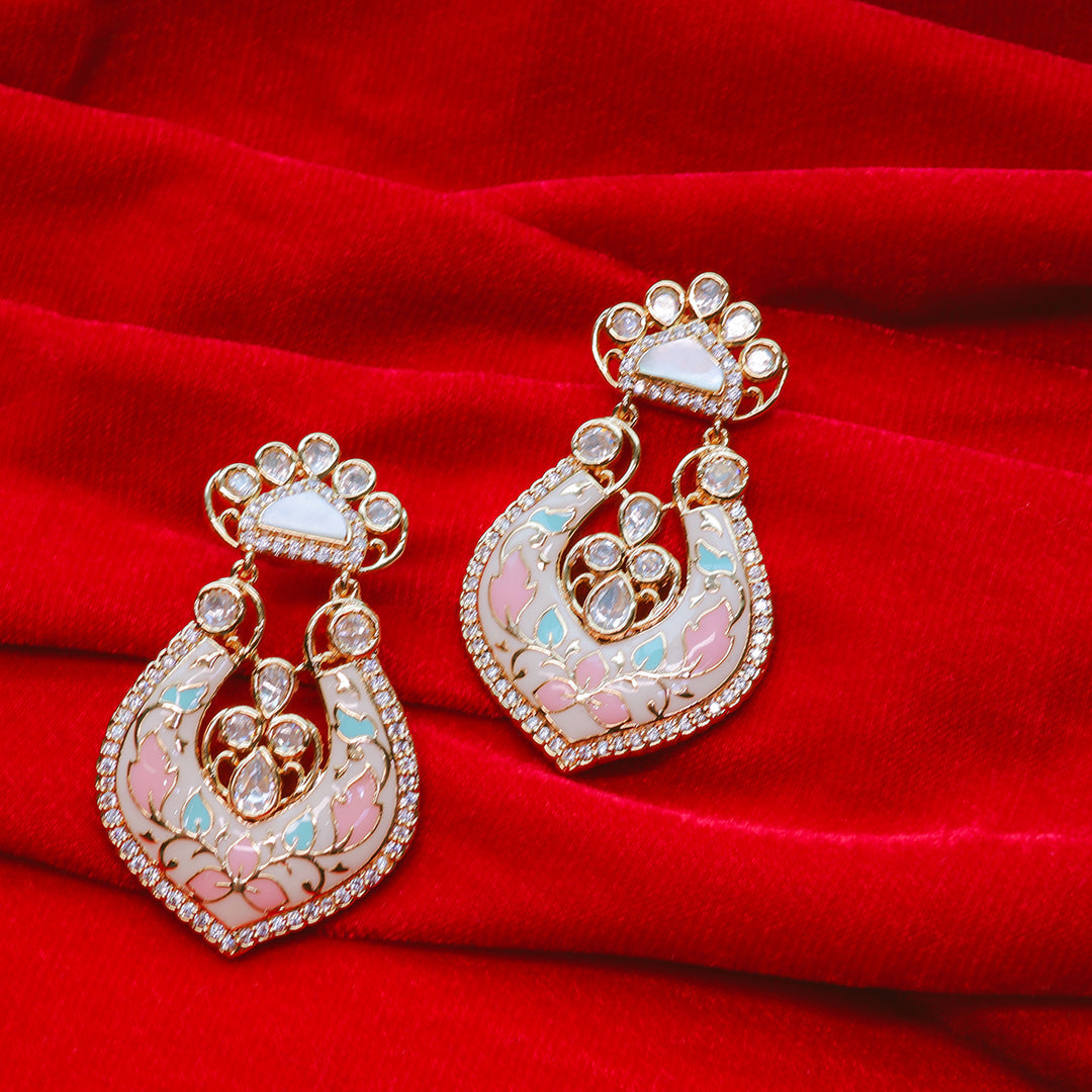 Designer Chanbali Earrings In Meenakari Work | Statement Kundan Earrings