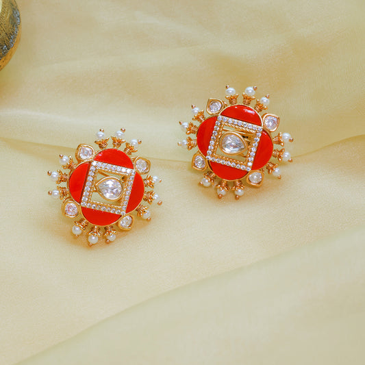 Zeenat Mossainite Stud Earring β Handcrafted Ethnic Jewelry for Women
