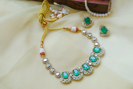 Designer Emerald Stone Necklace Set