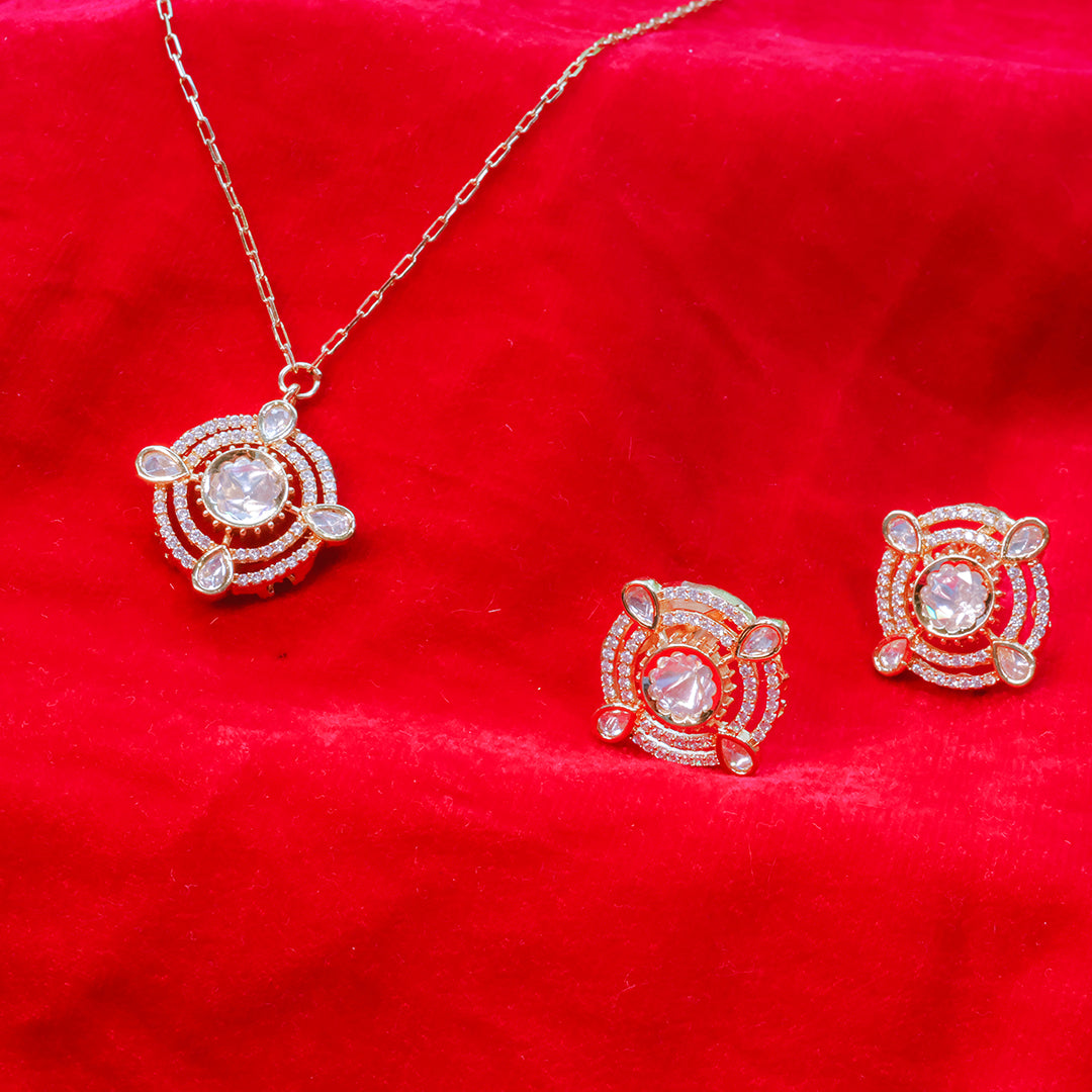 Kundan Pendant Necklace Set with Earrings